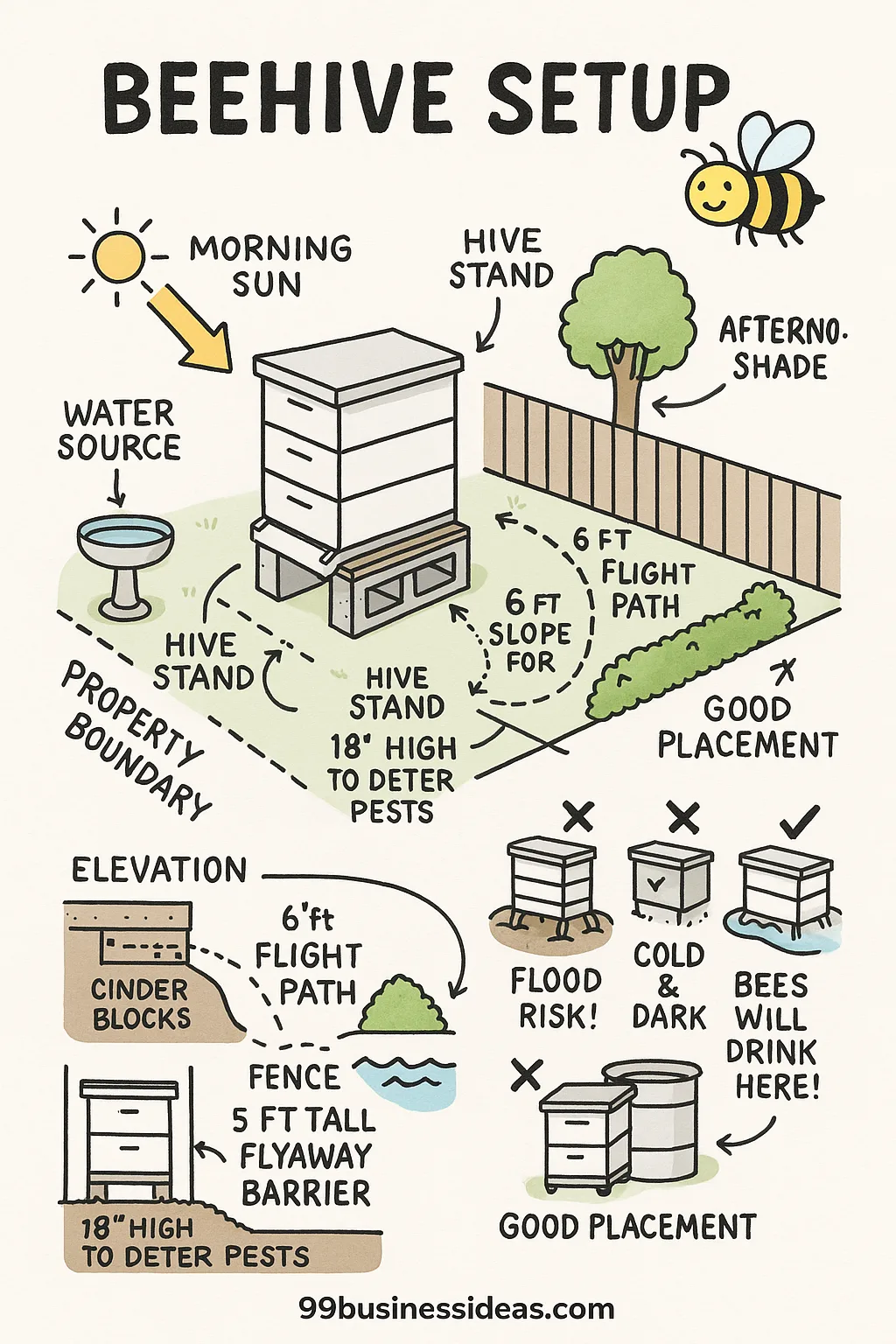 infographic image of settinga beehive